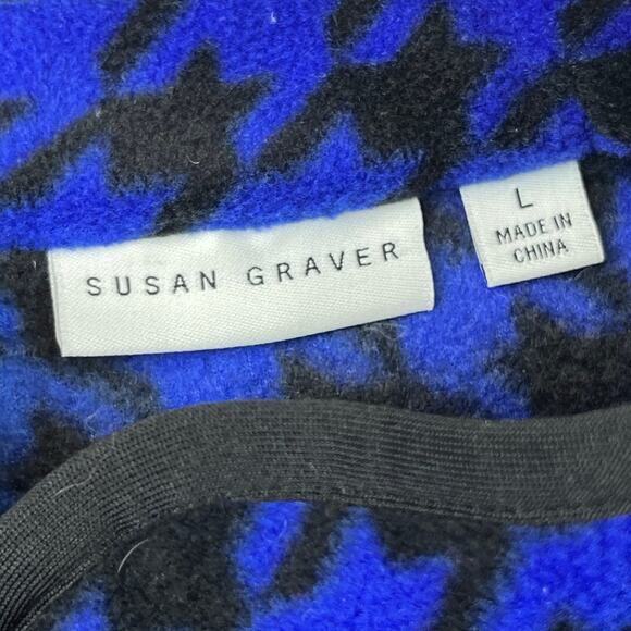 Susan Graver Women’s Large Black/Blue Chevron Fleece Zip-Front Vest Layering - Picture 3 of 6